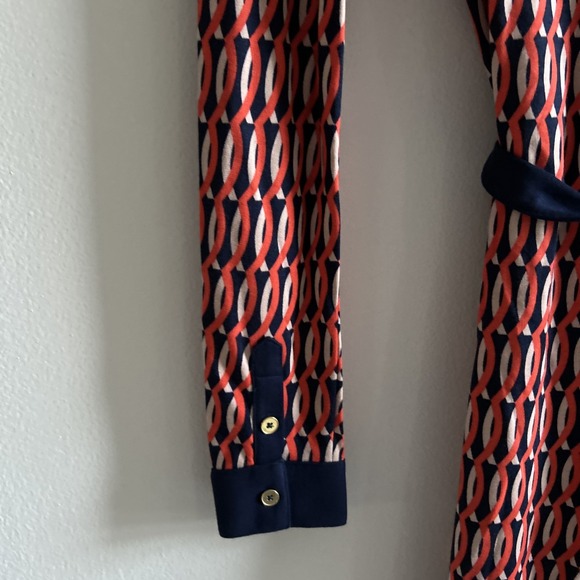 Boden Jersey Midi Tea Dress Women's Size 6 Red Blue Geometric Print - Picture 10 of 10